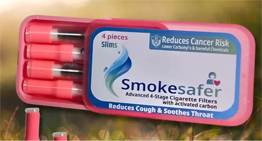 Smokesafer 4-stage Advanced Slim Filters for Super Slim Smokes - Pink Pack of 4